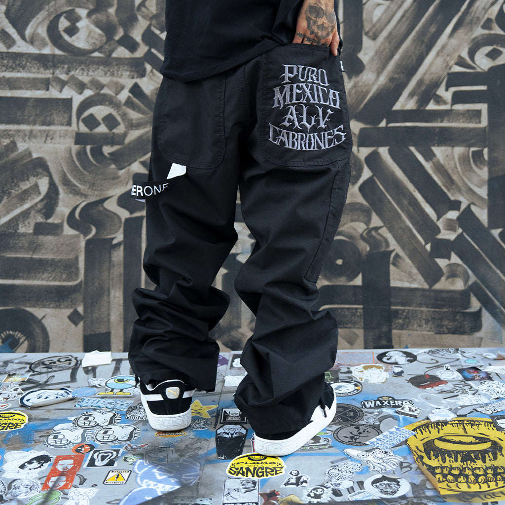 Pantalón Puro México ALV Gabardina Negro